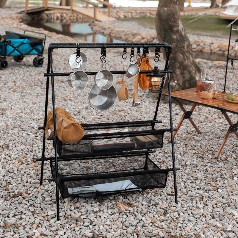 Outdoor Furniture Xl - Estante multifuncional para acampar, colgador plegable,