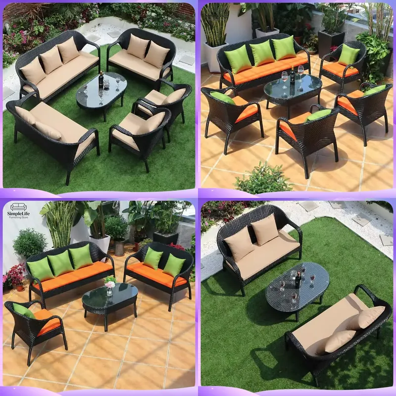 Rattan Lounge Set - Conjunto de Sofás de Mimbre para