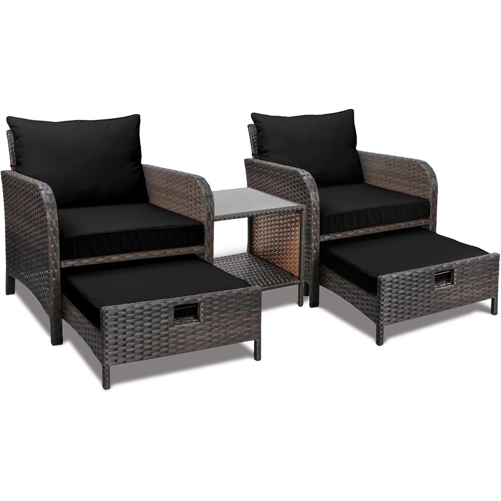 Rattan Lounge Set - Muebles de Balcón, Conjunto de 5
