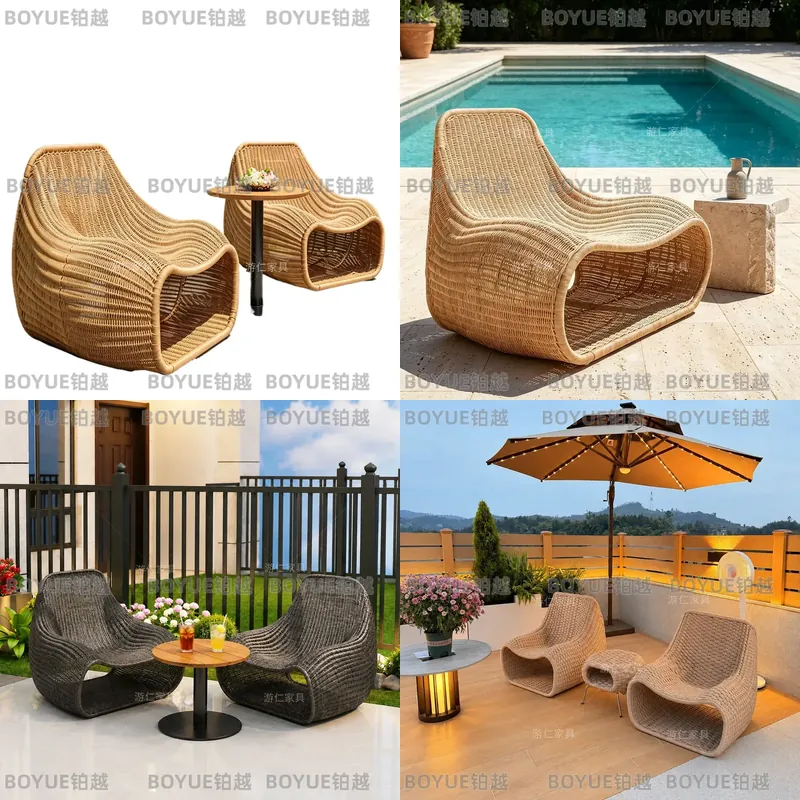 Rattan Lounge Set - Conjunto de Muebles de Mimbre para