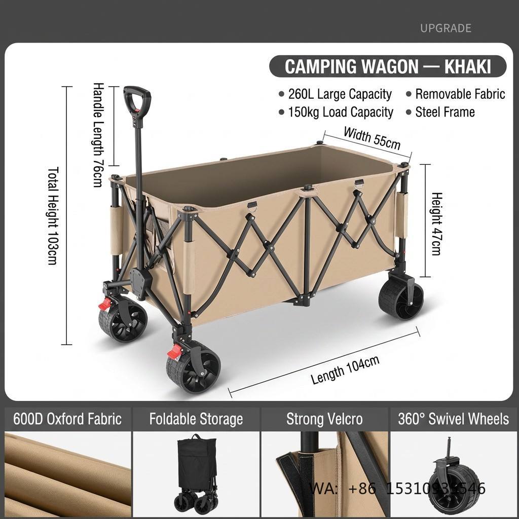 Outdoor Furniture Xl - Carro Plegable de Cuatro Ruedas con
