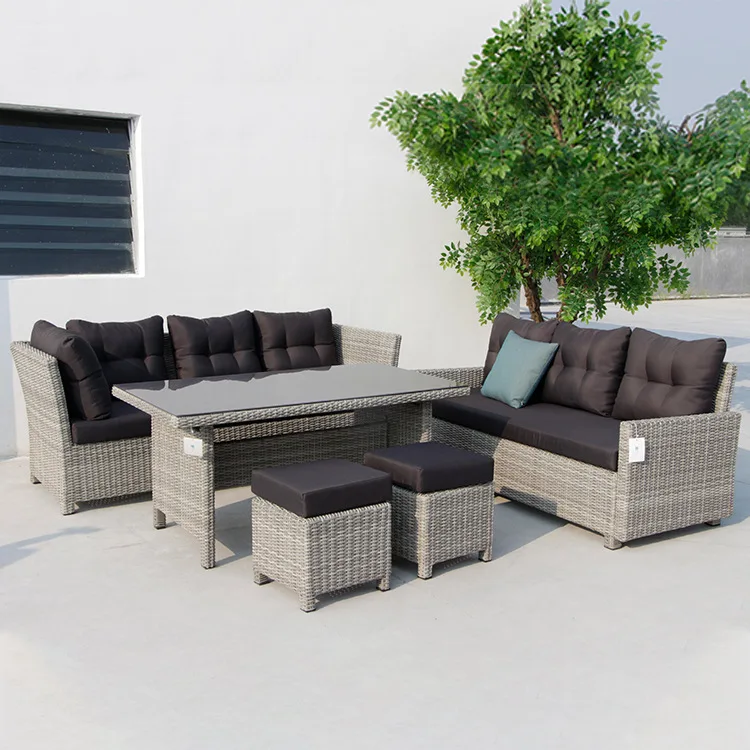 Rattan Lounge Set - Conjunto de Sofás de Mimbre Sintético