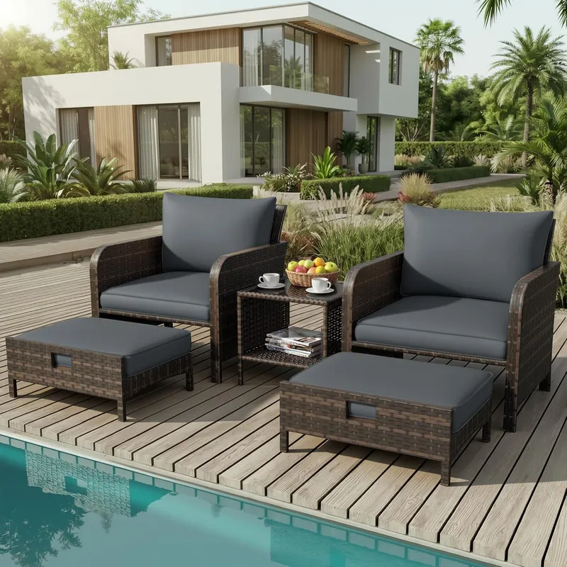 Rattan Lounge Set - Conjunto de Muebles de Patio de