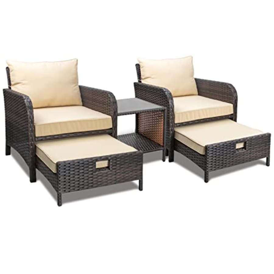 Rattan Lounge Set - Muebles de Balcón, Conjunto de 5