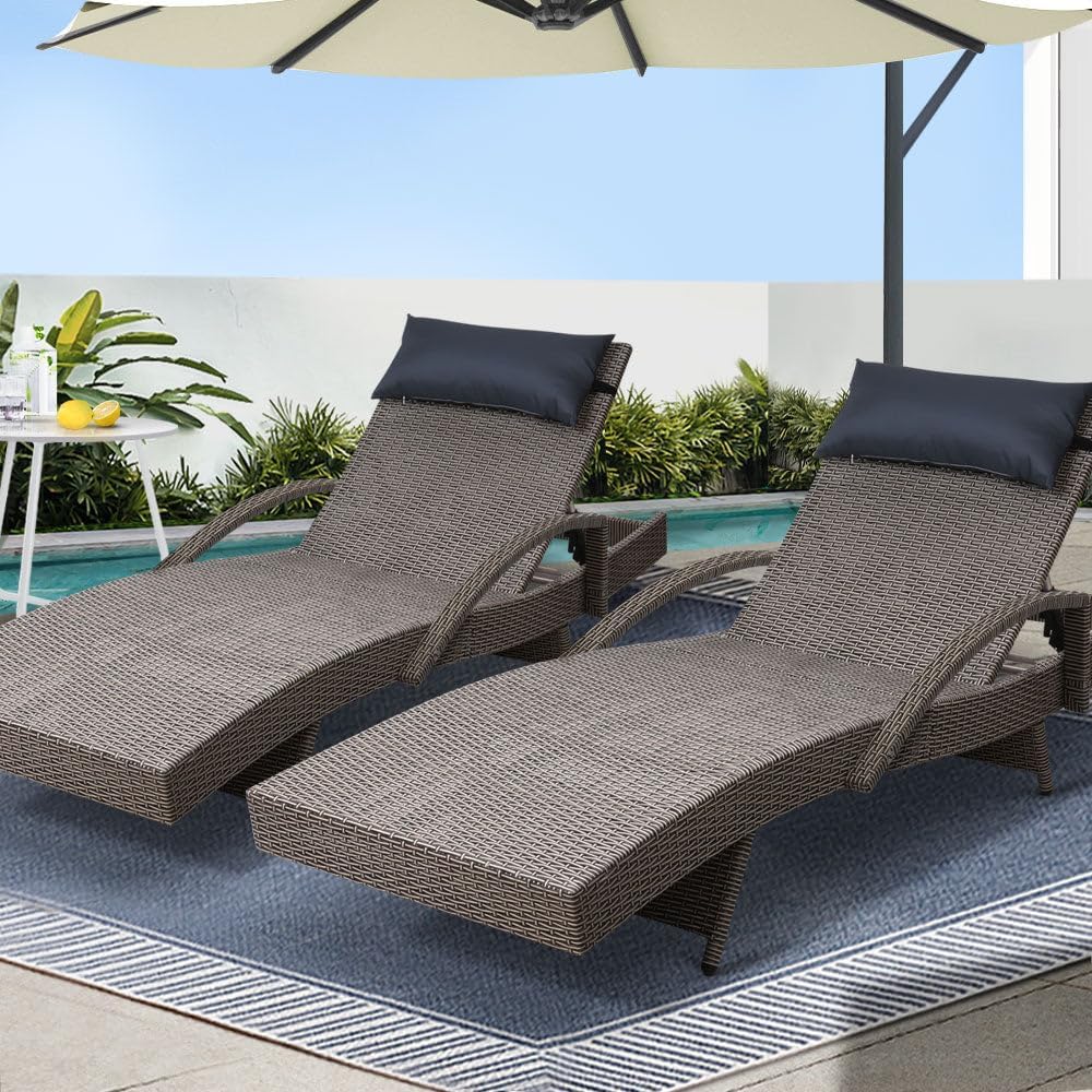 con 4 cojines engrosados de po - Rattan Lounge Set reseña y precio