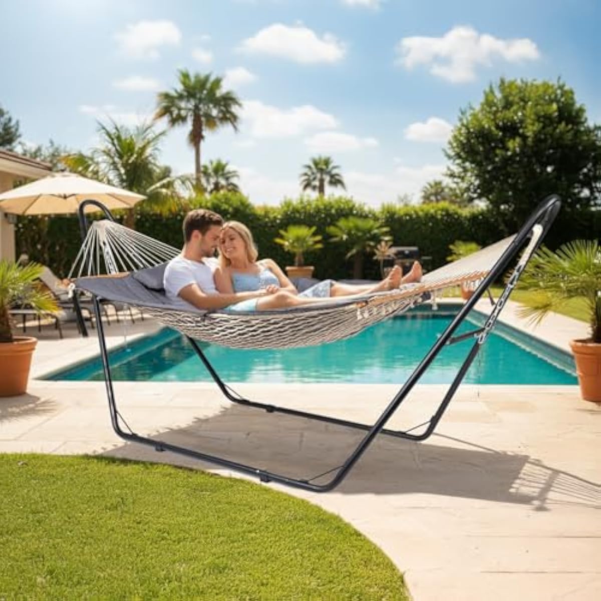 Hamaca doble de alta resistenc - Hammock With Stand reseña y precio