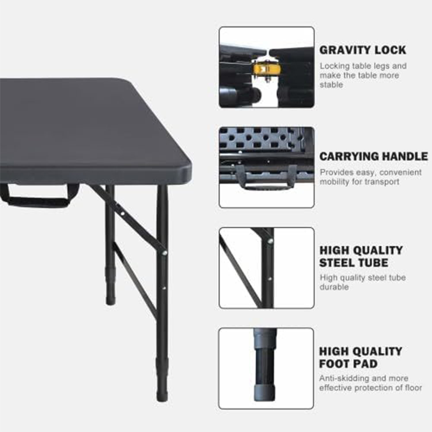 Mesa Plegable de 4 pies con Al - Outdoor Furniture Legs reseña y precio
