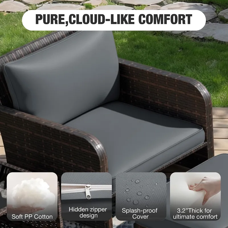 Conjunto de Muebles de Patio d - Rattan Lounge Set reseña y precio