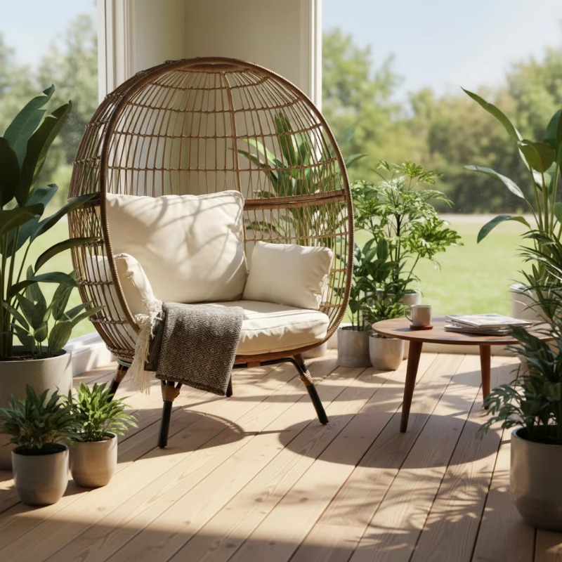 Silla huevo de mimbre de alta  - Outdoor Furniture Quality reseña y precio